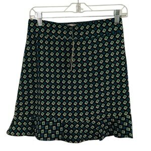 NWT Band of the Free Black Teal Geometric Print Skirt Size M
